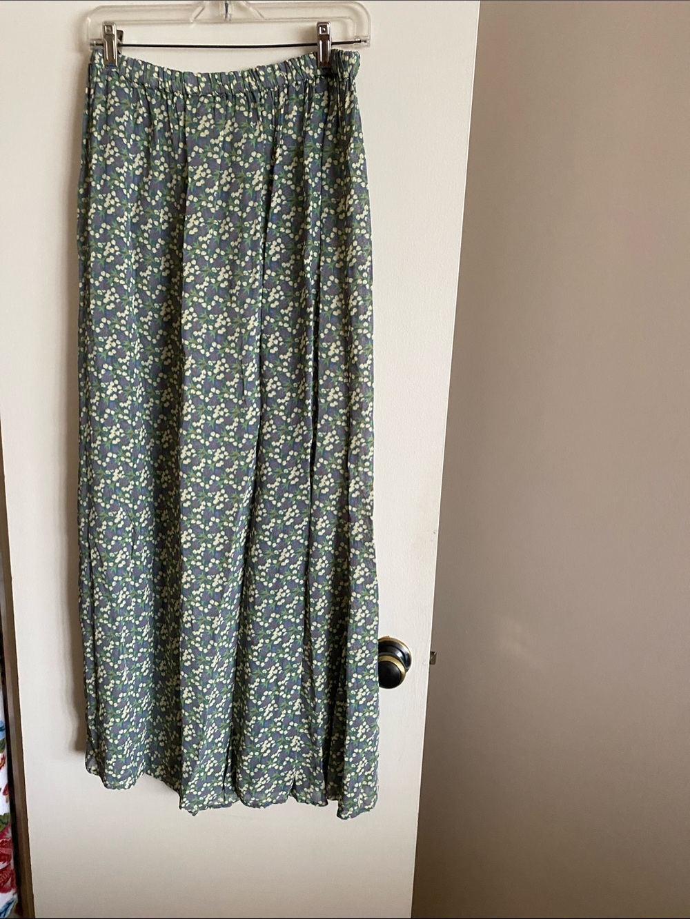 Vintage Flax Jeanne Engelhart Women's Green Floral Maxi Skirt